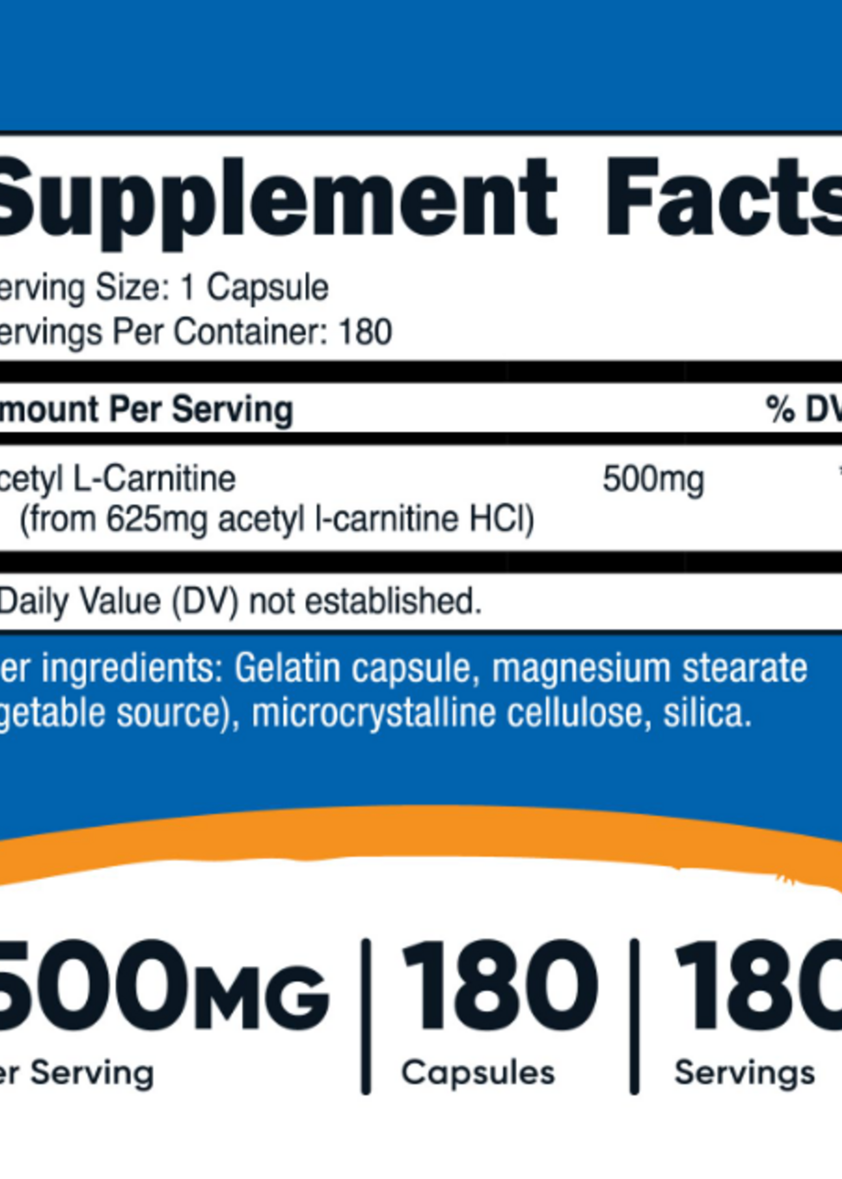 NUTRICOST ACETYL L-CARNITINA 500MG 180 CAP NUTRICOST