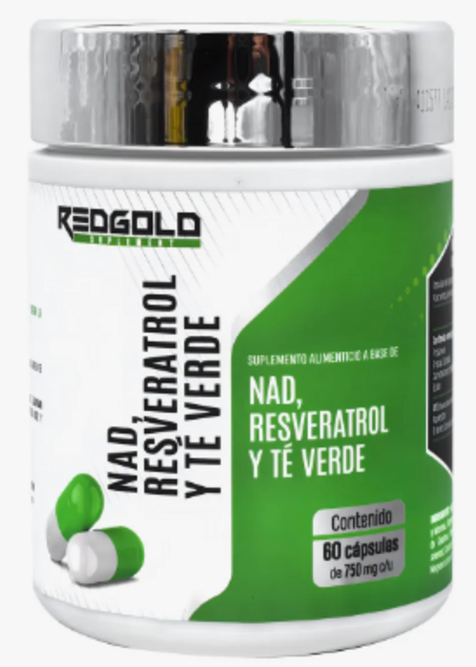 REDGOLD NAD, RESVERATROL Y TE VERDE RED GOLD 750 MG 60 CAP