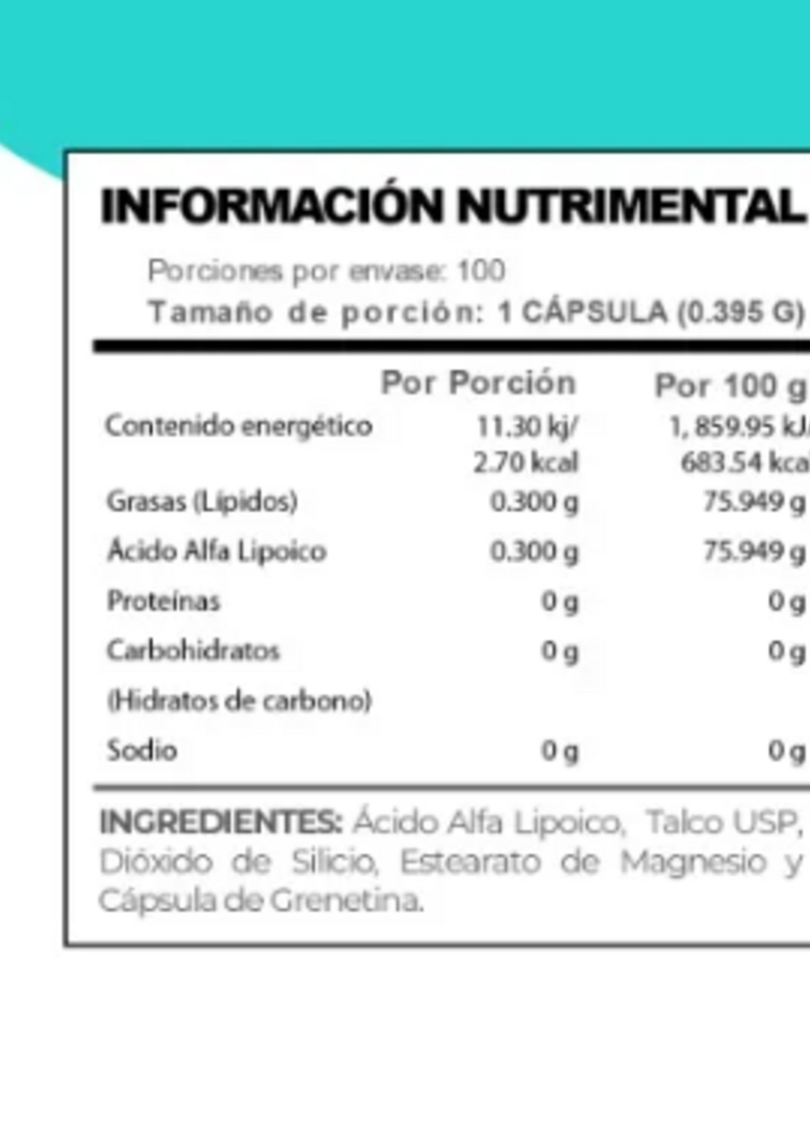 ND EVOLUTION ÁCIDO ALFA LIPOICO (Alpha Lipoic) ND EVOLUTION 100 SERV