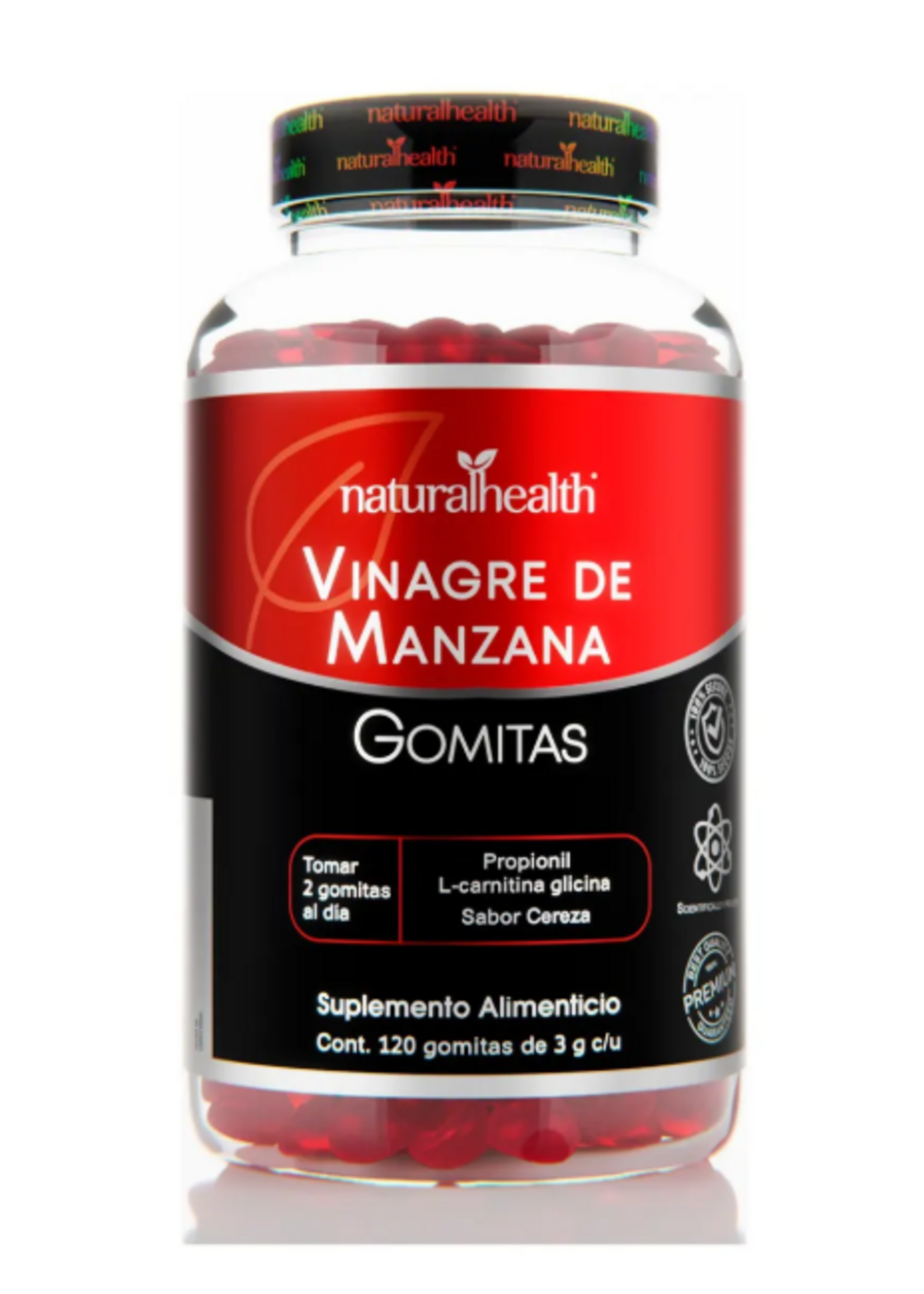 NATURAL HEALTH GUMMIES VINAGRE DE MANZANA 120 SERV CEREZA