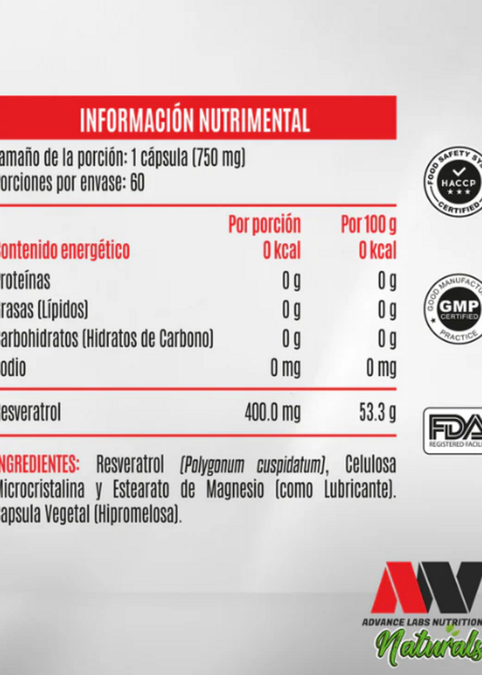 ADVANCE NUTRITION RESVERATROL 60 CAP 700 MG ADVANCE