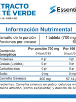 ESSENTIALS EXTRACTO DE TE VERDE ESSENTIALS 700 MG 60 CAP