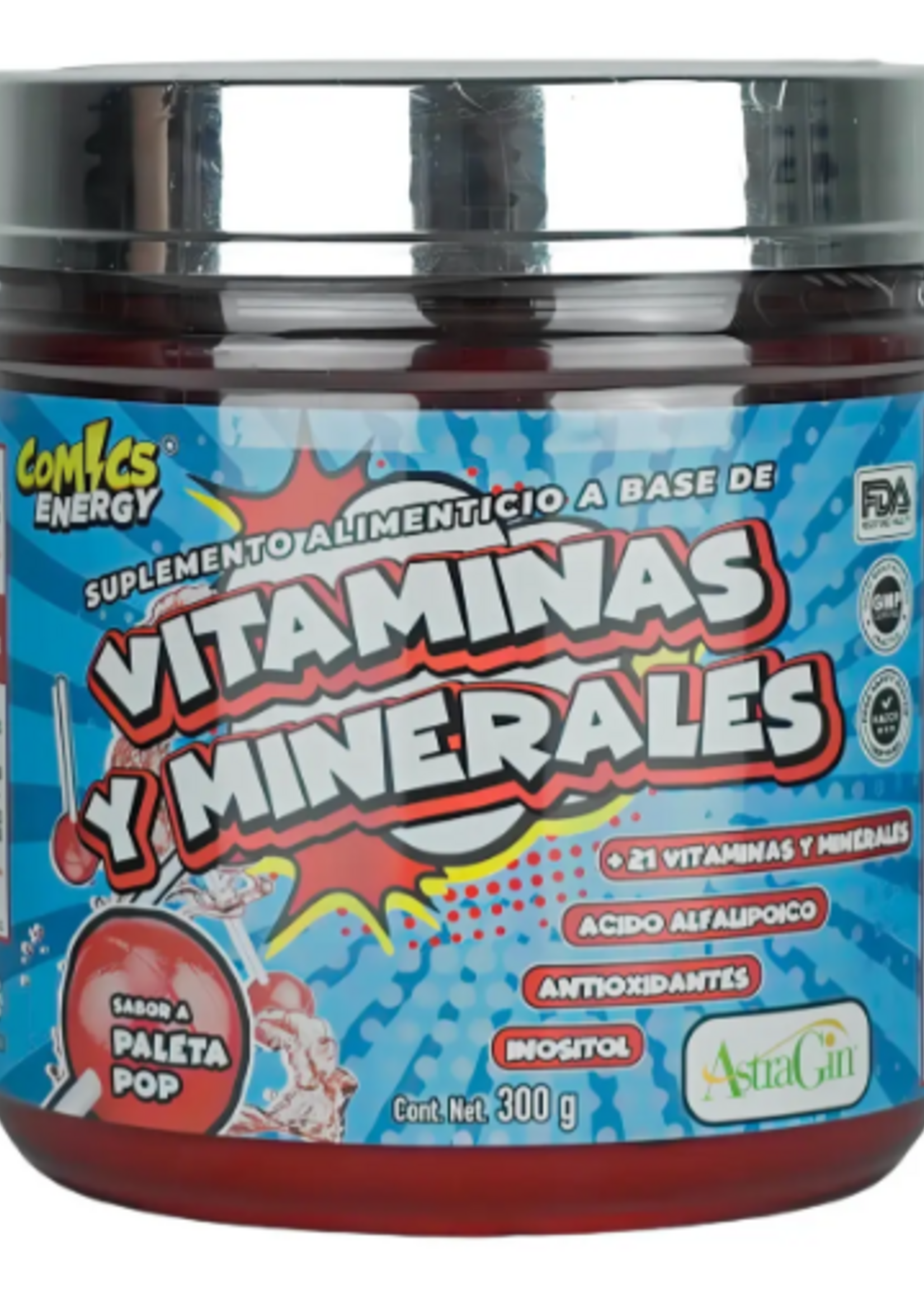 COMICS ENERGY VITAMINAS Y MINERALES (Multivitamínico) COMICS 30 SERV PALETA POP