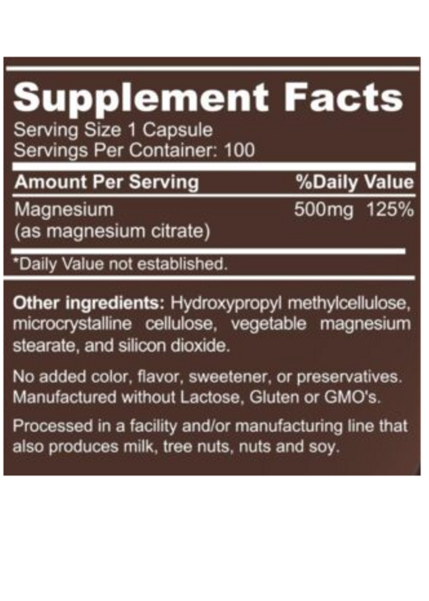 H&L PHARMA CITRATO DE MAGNESIO H&L 500 MG/100 CAP