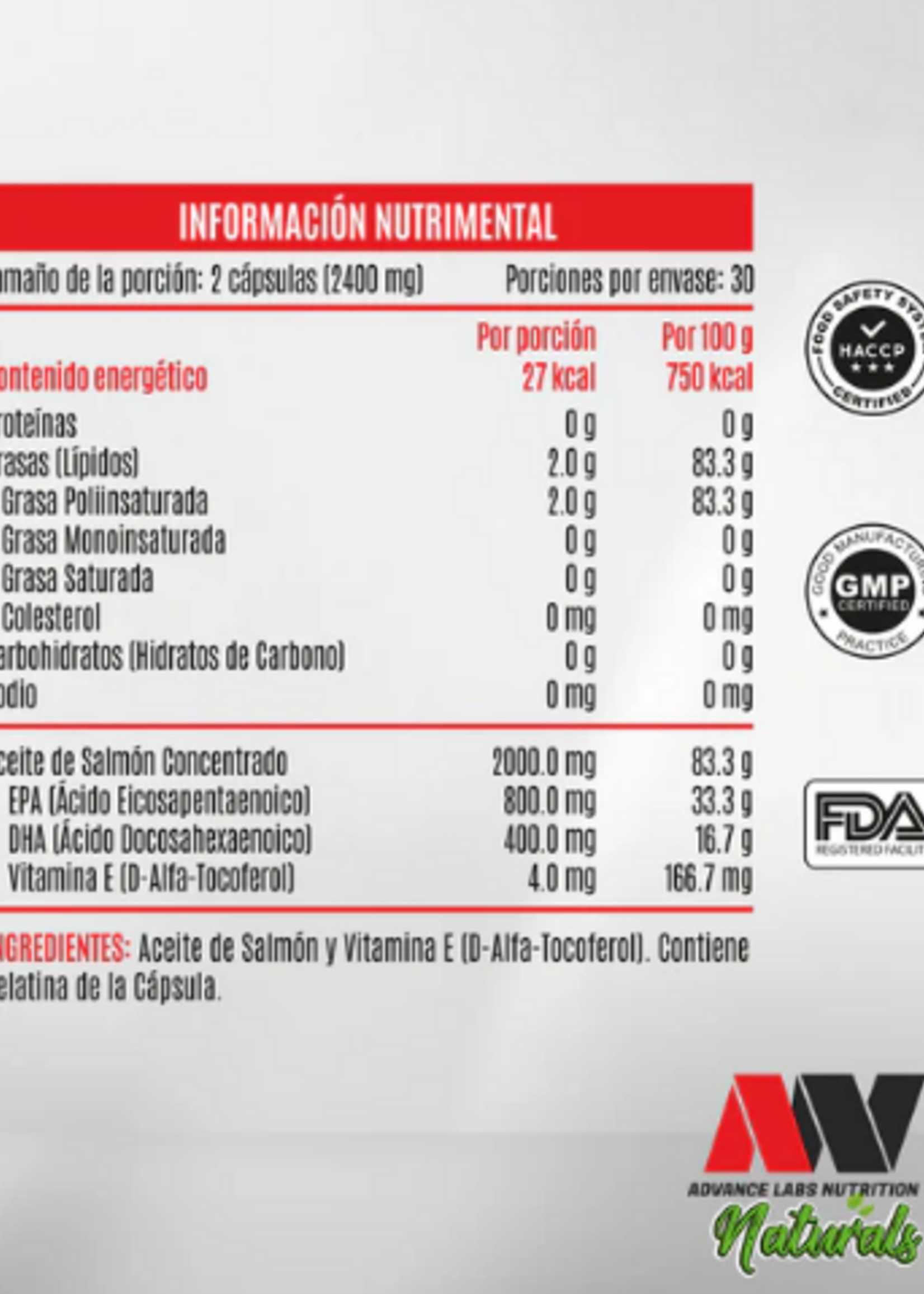 ADVANCE NUTRITION OMEGA 3 60 CAP 1200 MG ADVANCE *BLANCO TAPA ROJA**