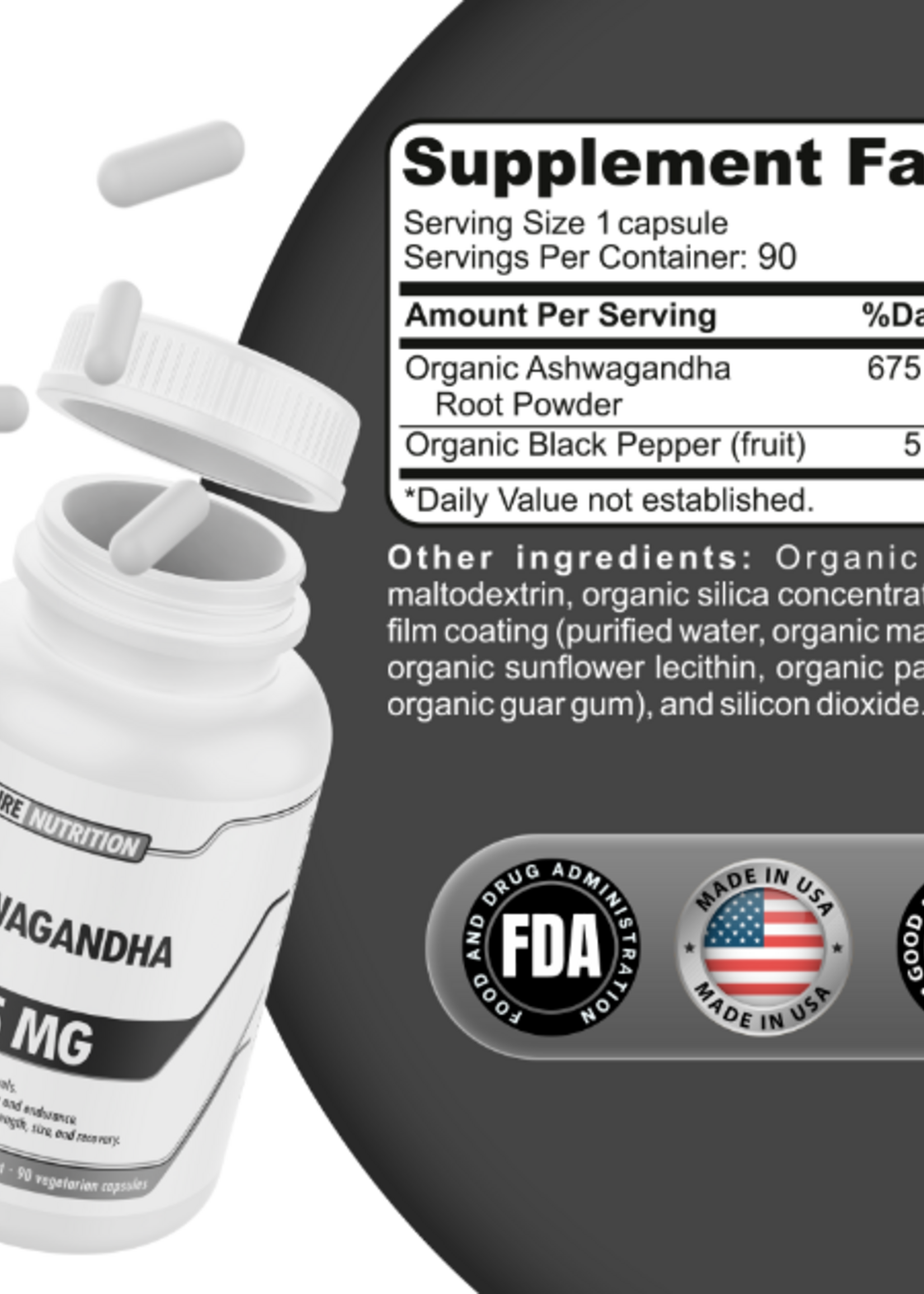 PURE NUTRITION ASHWAGANDA PURE NUTRITION 675 MG/90 CAP