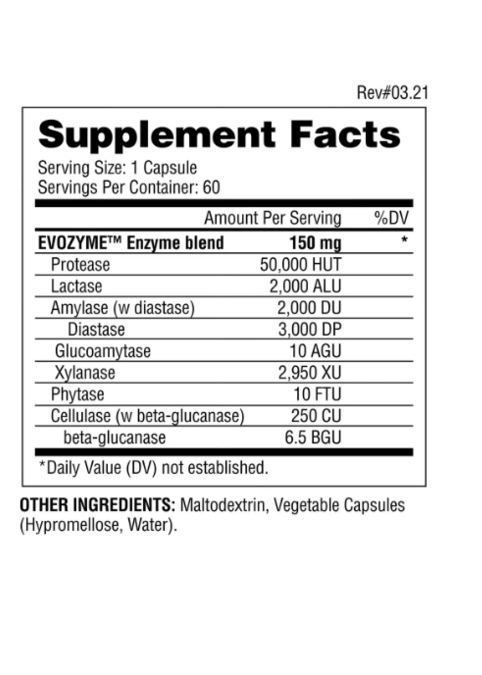 EVOGEN EVOZYME ENZIMAS 60 CAP