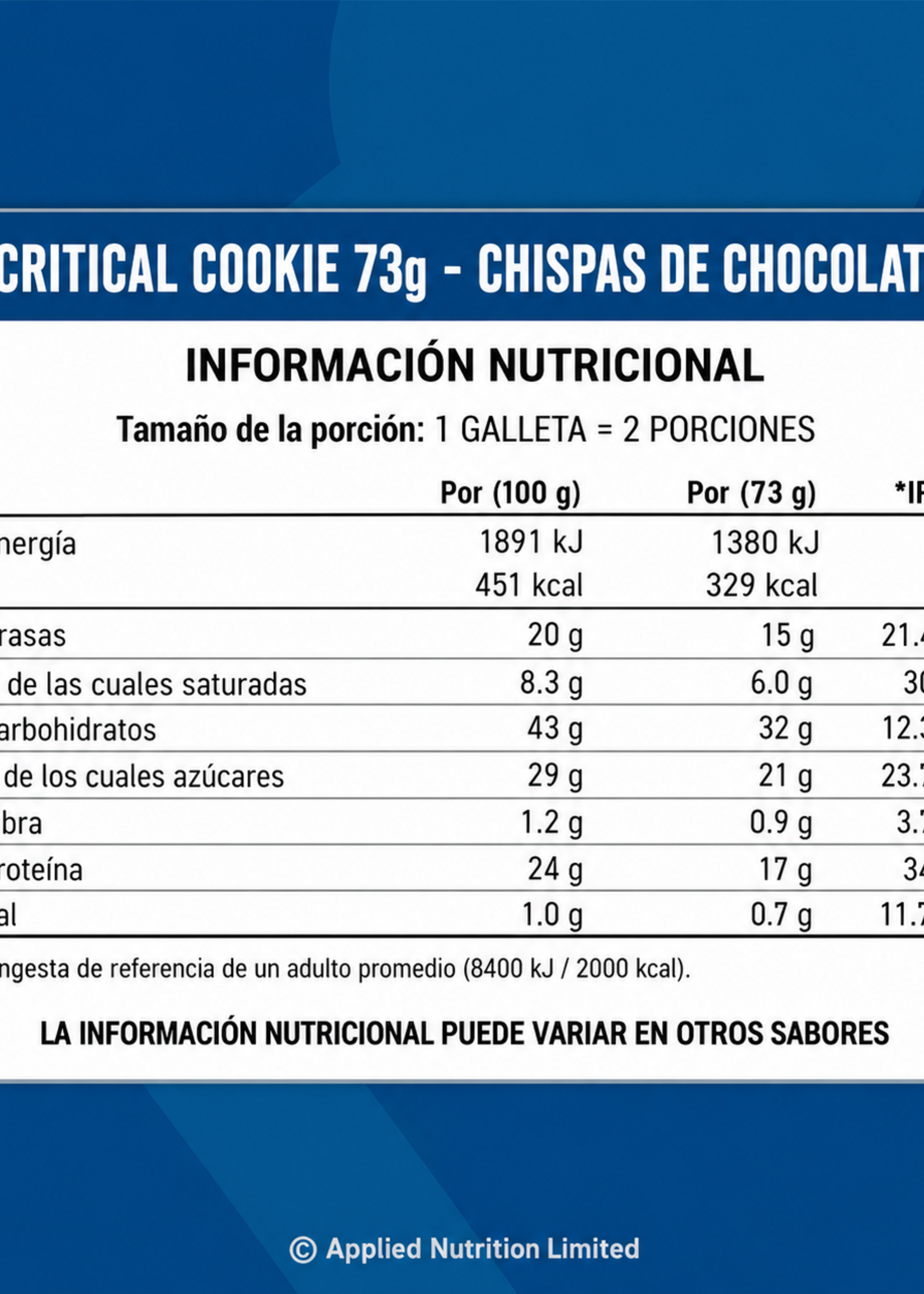 APPLIED NUTRITION APPLIED CRITICAL COOKIE