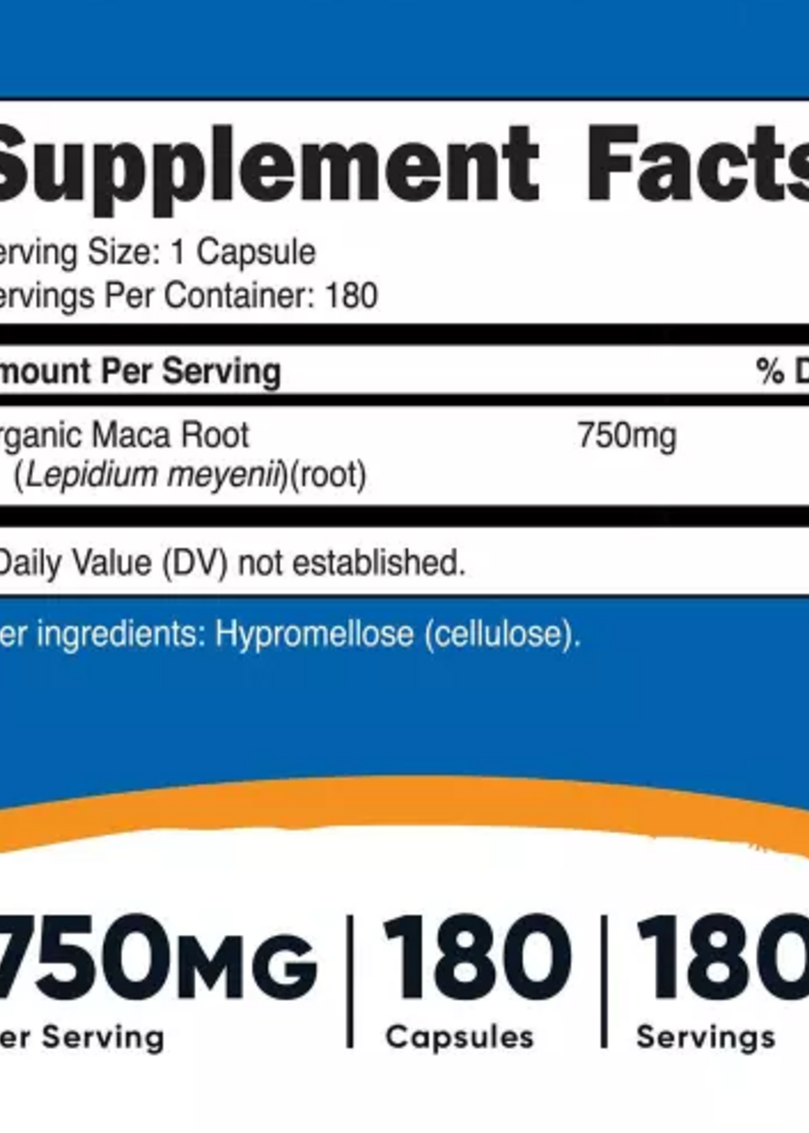 NUTRICOST MACA ROOT NUTRICOST 750 MG 180 CAP