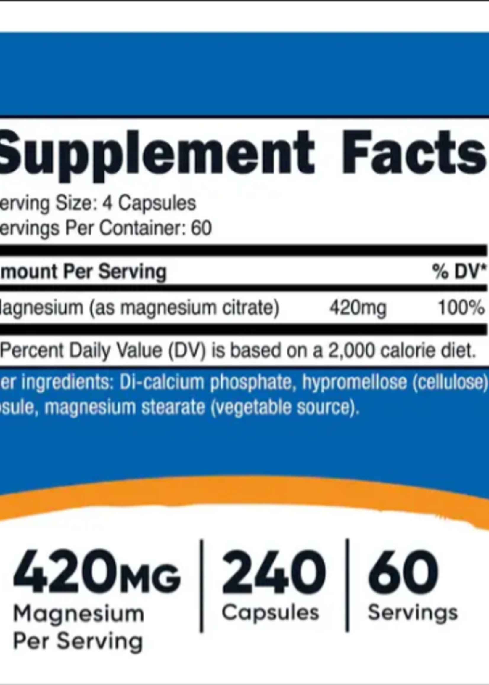 NUTRICOST CITRATO DE MAGNESIO NUTRICOST 240 CAP