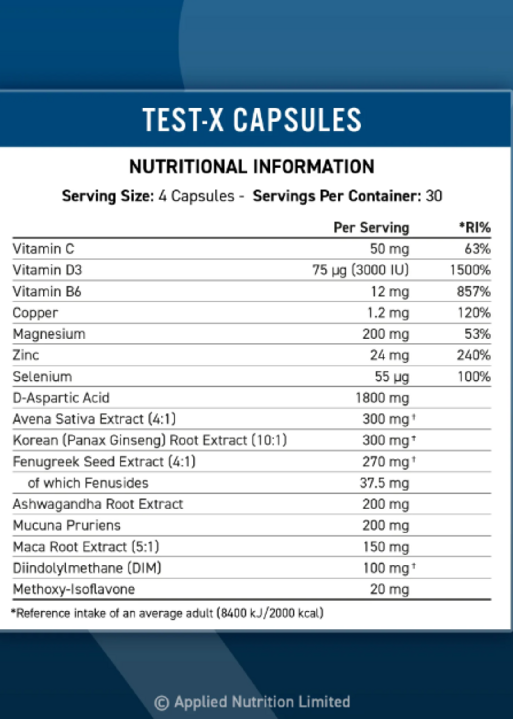 APPLIED NUTRITION TEST X 120 CAP APPLIED NUTRITION