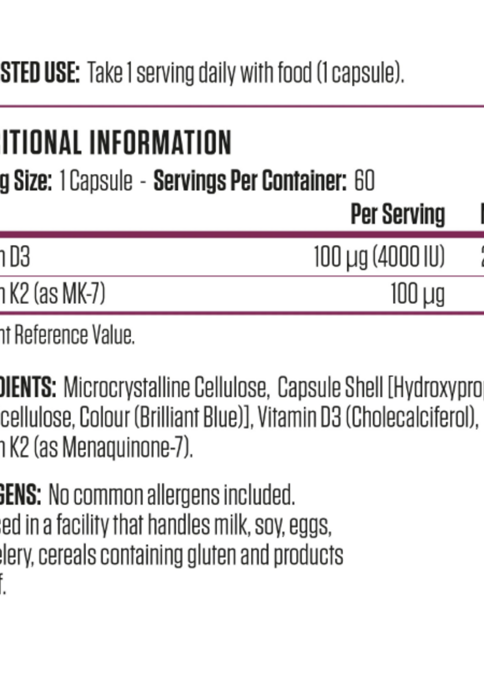 APPLIED NUTRITION VITAMINA D3 Y K2 60 CAP APPLIED NUTRITION