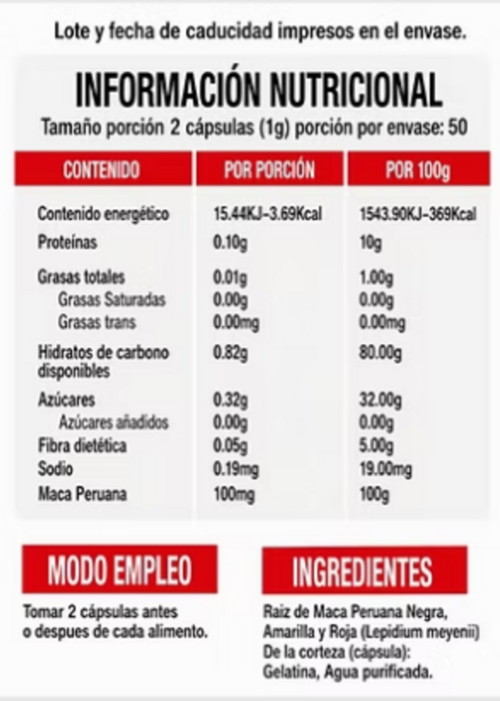 SUPERLABS NUTRITION MACA PREMIUM SUPERLABS 500 MG 100 CAP