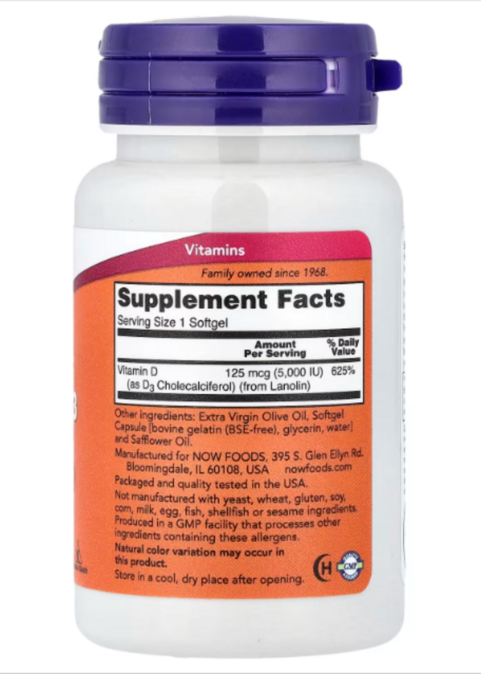 NOW VITAMINA D3 NOW 5,000 UI 120 SOFTGELS