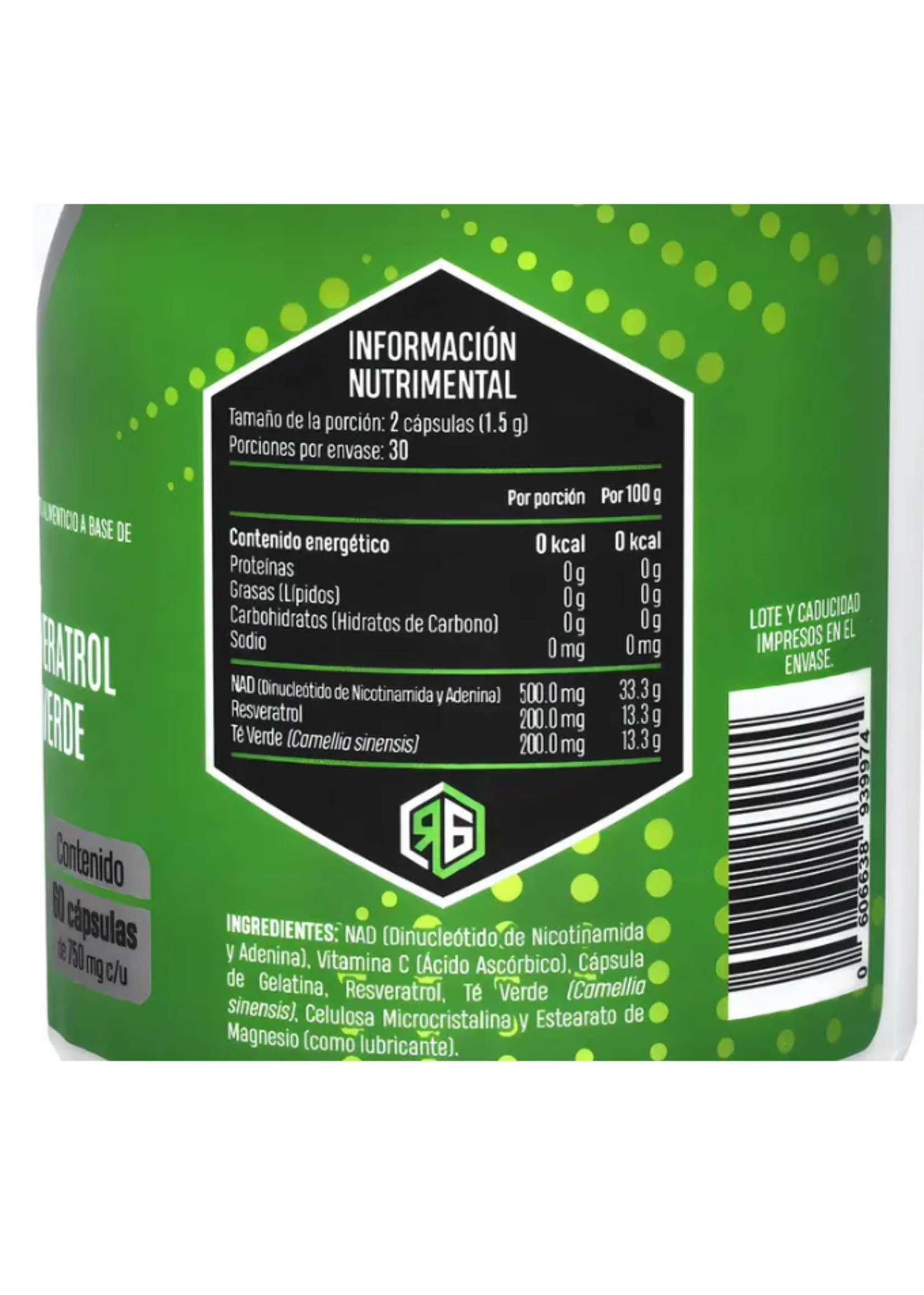 REDGOLD NAD, RESVERATROL Y TE VERDE RED GOLD 750 MG 60 CAP