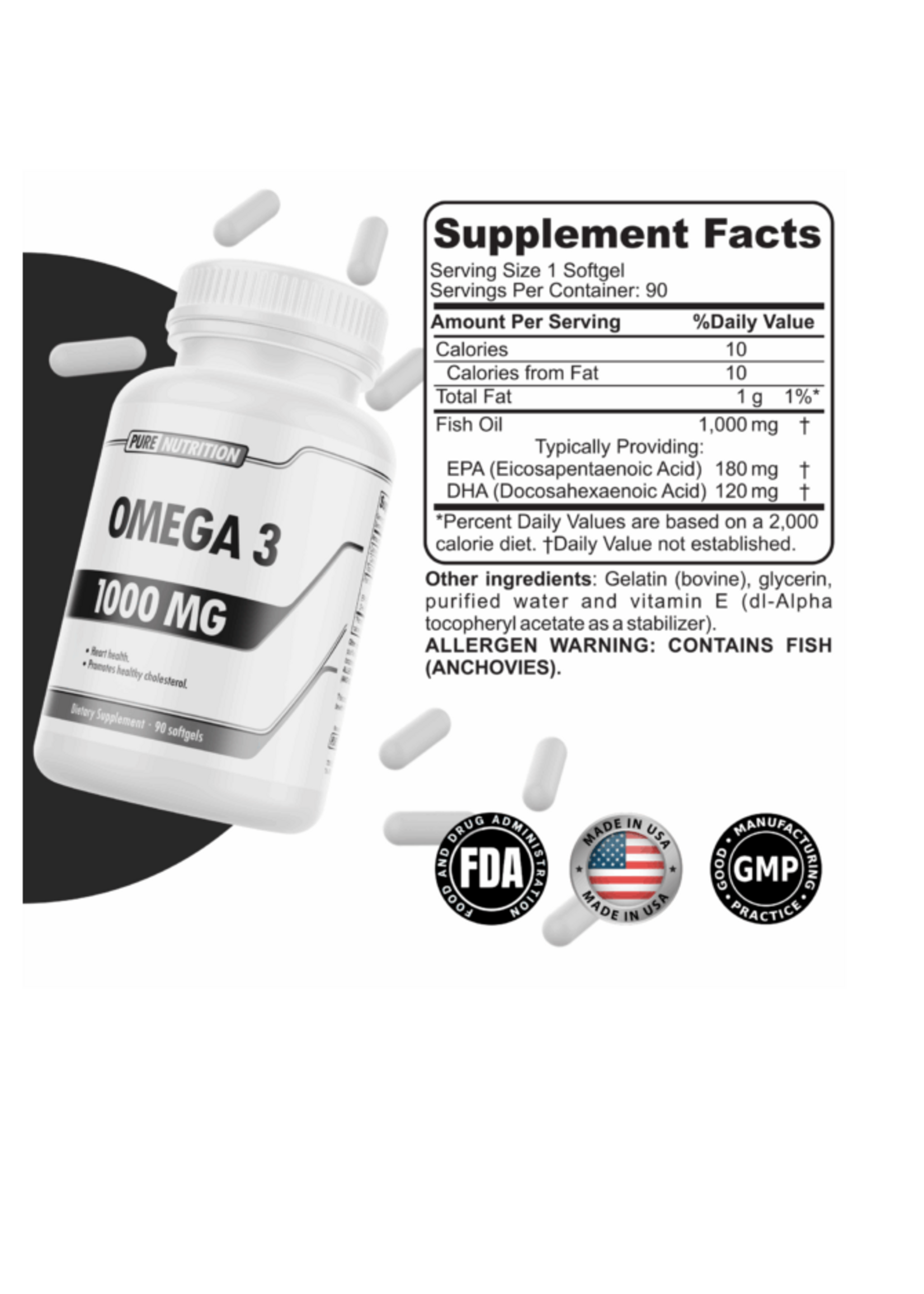 OMEGA 3 PURE NUTRITION 1 GR 90 CAP