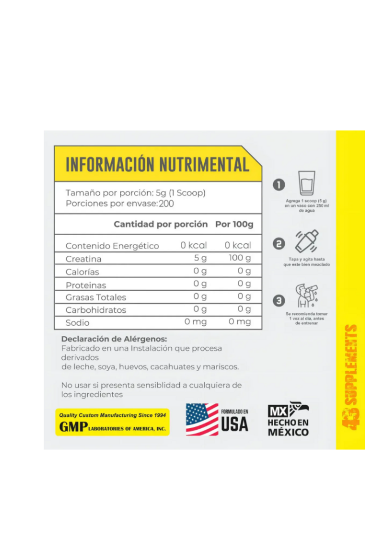 43 CREATINA 43 200 SERV BOTE 2.2 LB