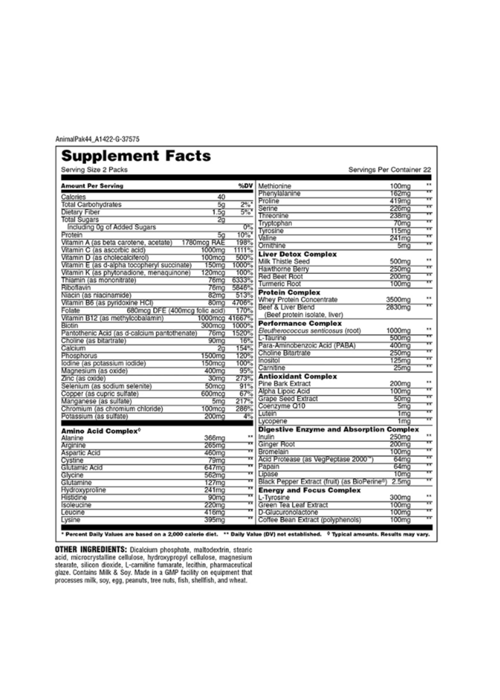 ANIMAL ANIMAL PAK (Multivitamínico) 44 PACK