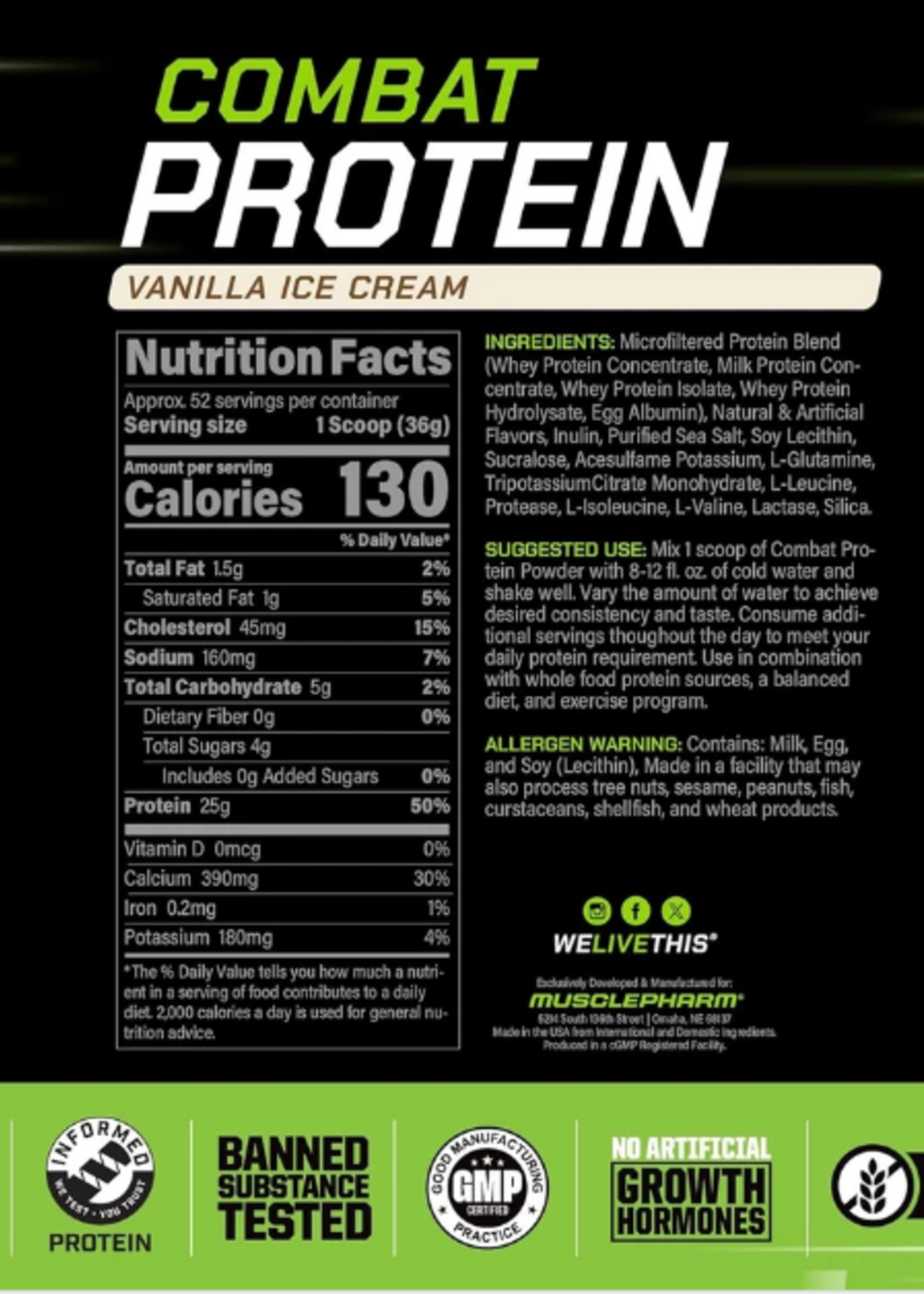 MUSCLE PHARMA COMBAT PROTEIN POWDER