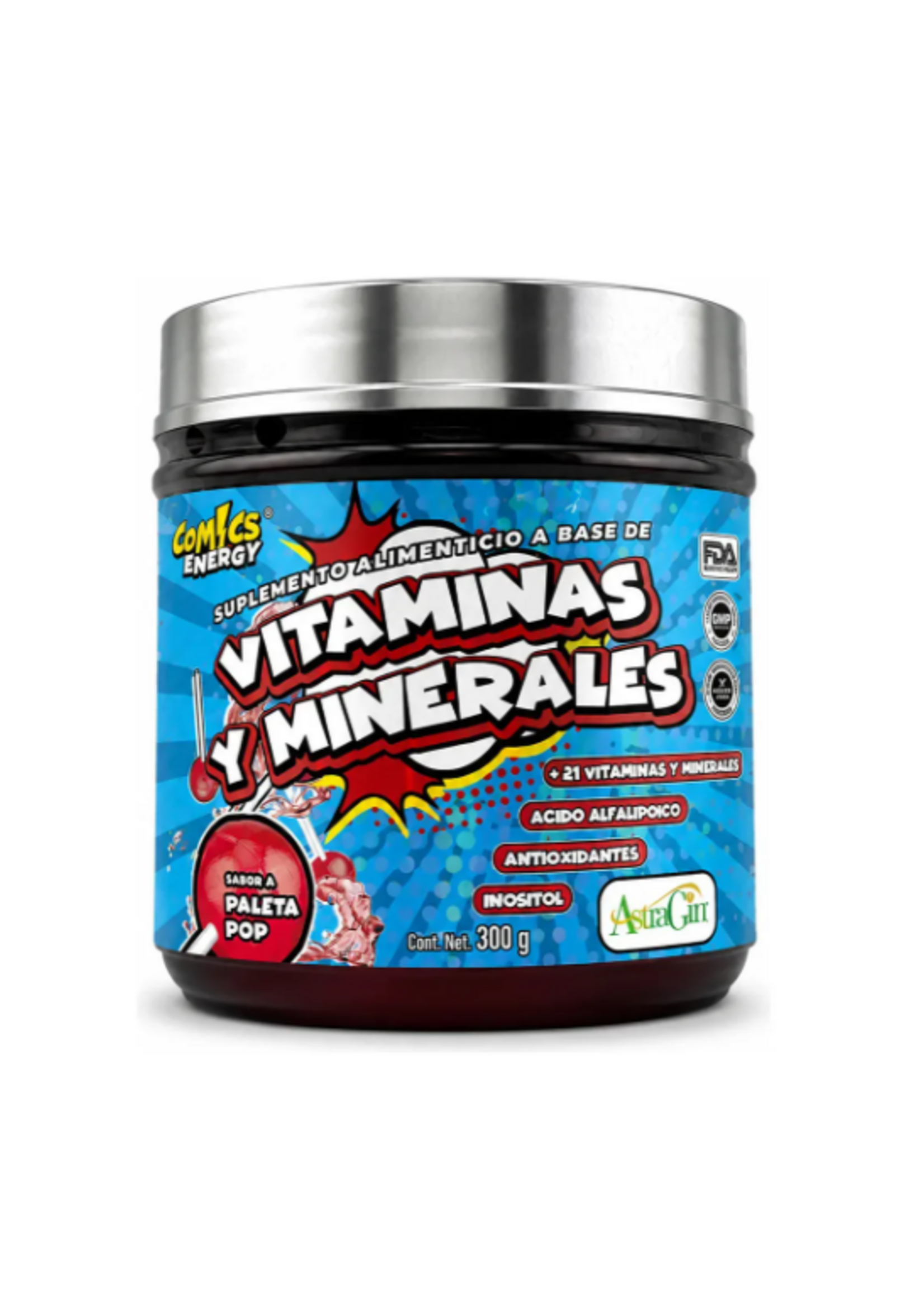 COMICS ENERGY VITAMINAS Y MINERALES (Multivitamínico) COMICS 30 SERV PALETA POP