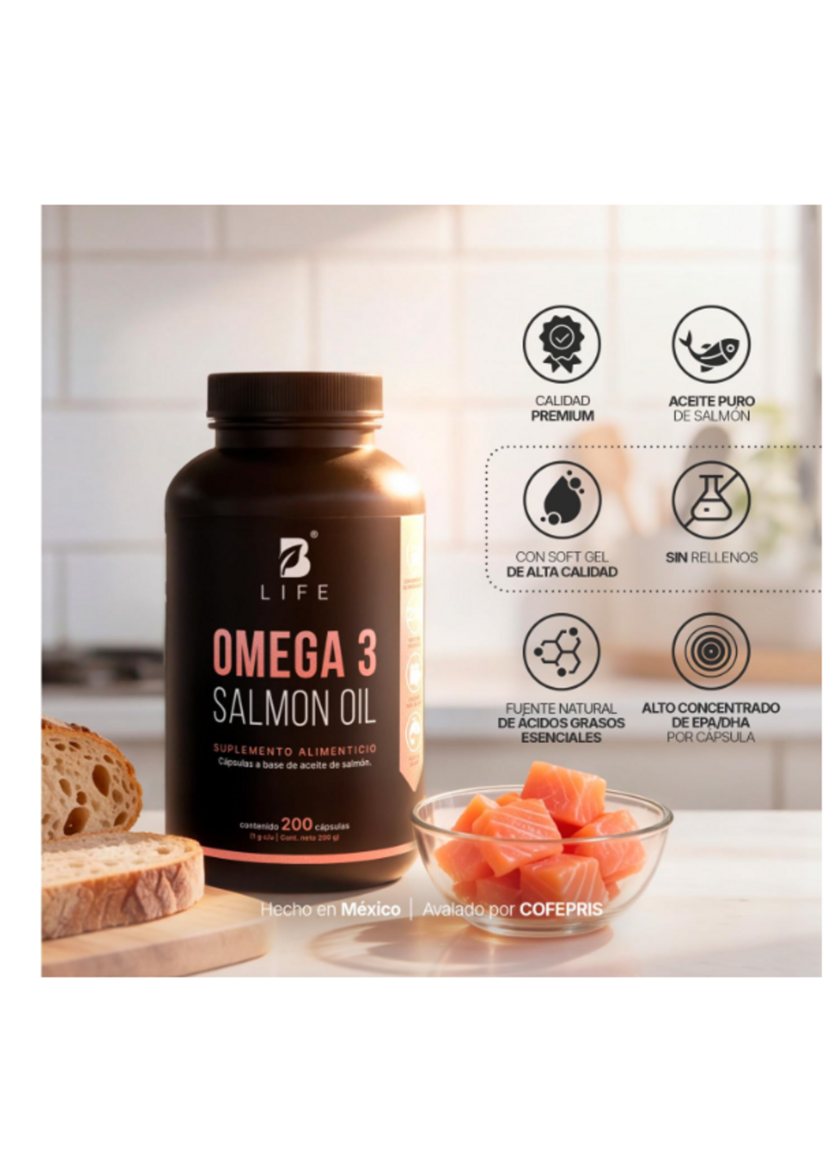 B LIFE OMEGA 3 SALMON OIL B LIFE 1000 MG 180 CAP