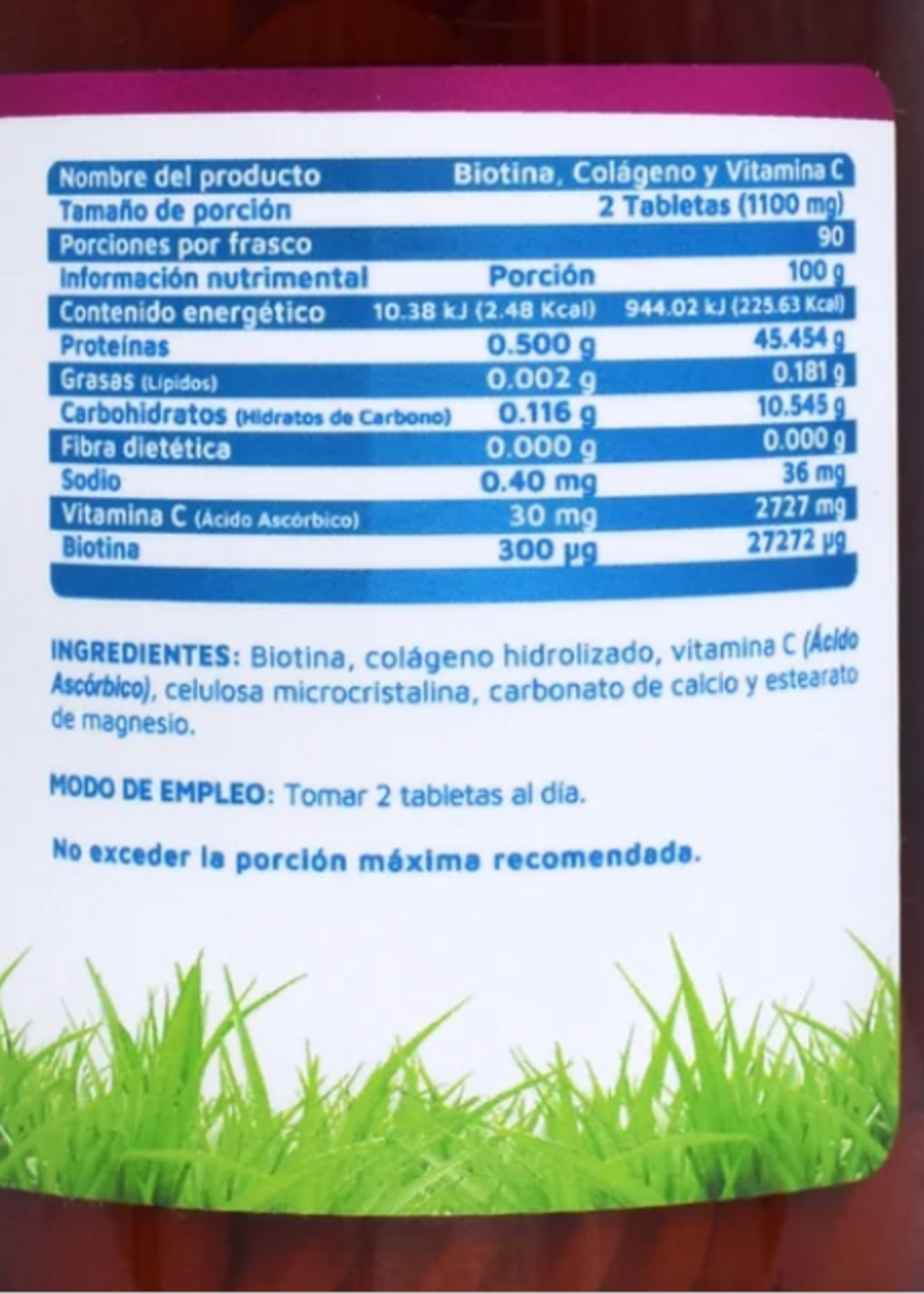 VIDANAT BIOTINA COLÁGENO Y VITAMINA C 180 TAB VIDANAT