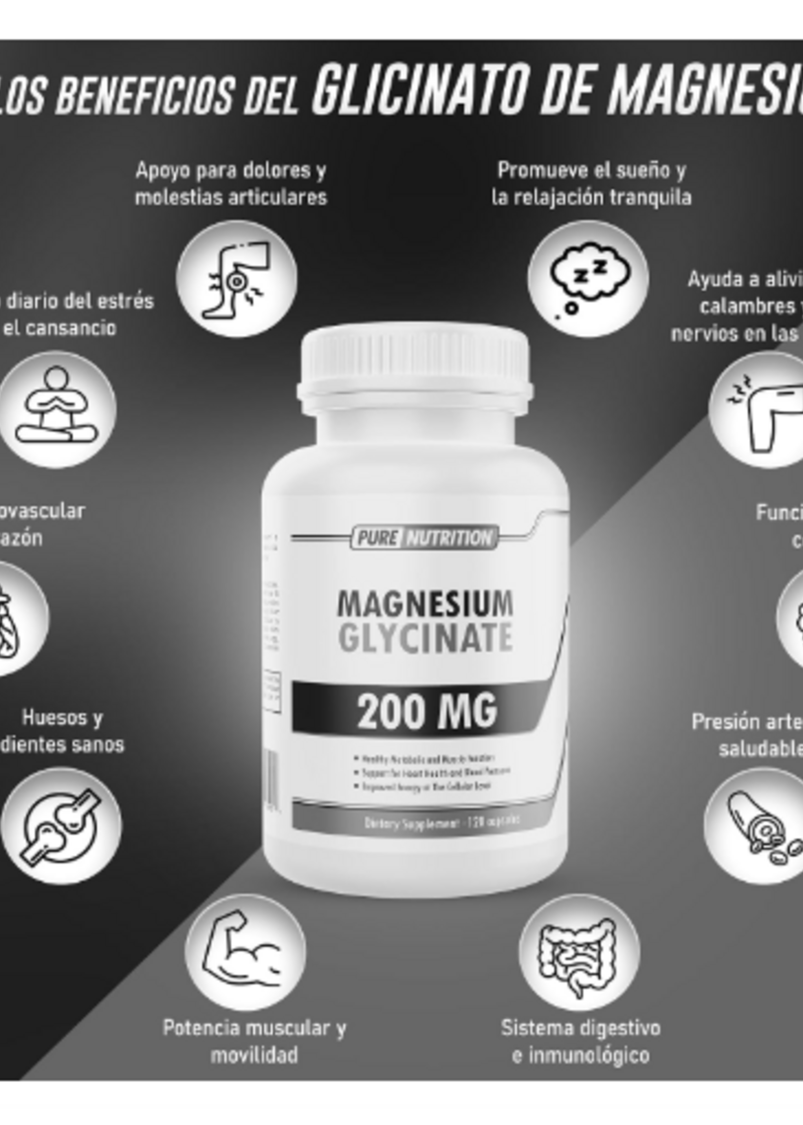 PURE NUTRITION MAGNESIUM GLYCINATE PURE NUTRITION 200MG 120 CAP