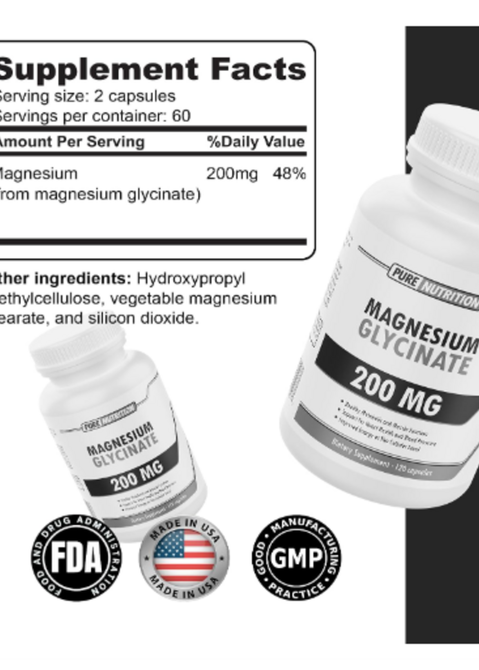 PURE NUTRITION MAGNESIUM GLYCINATE PURE NUTRITION 200MG 120 CAP