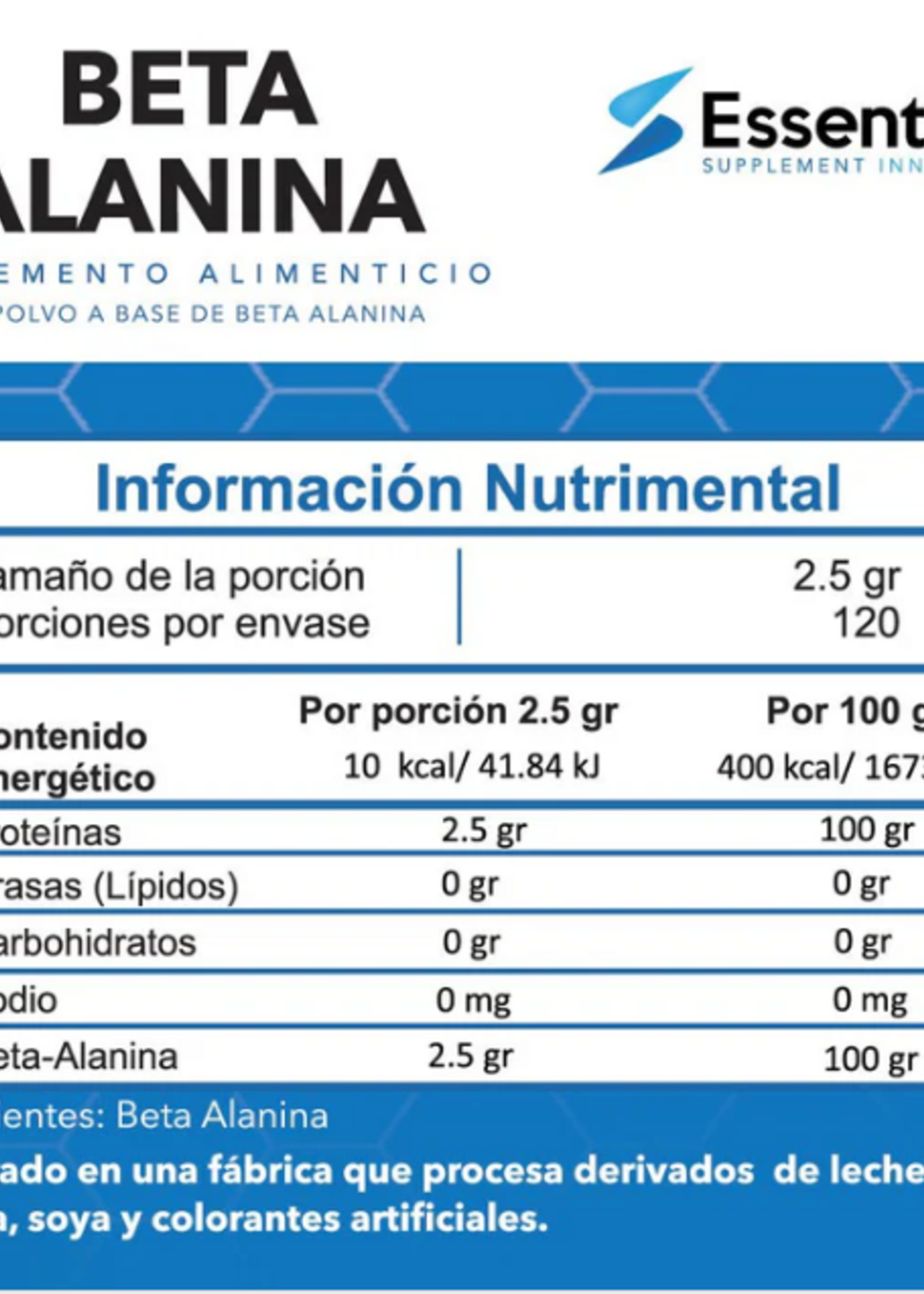 ESSENTIALS BETA ALANINA ESSENTIAL 2.5 GR/120 SERV