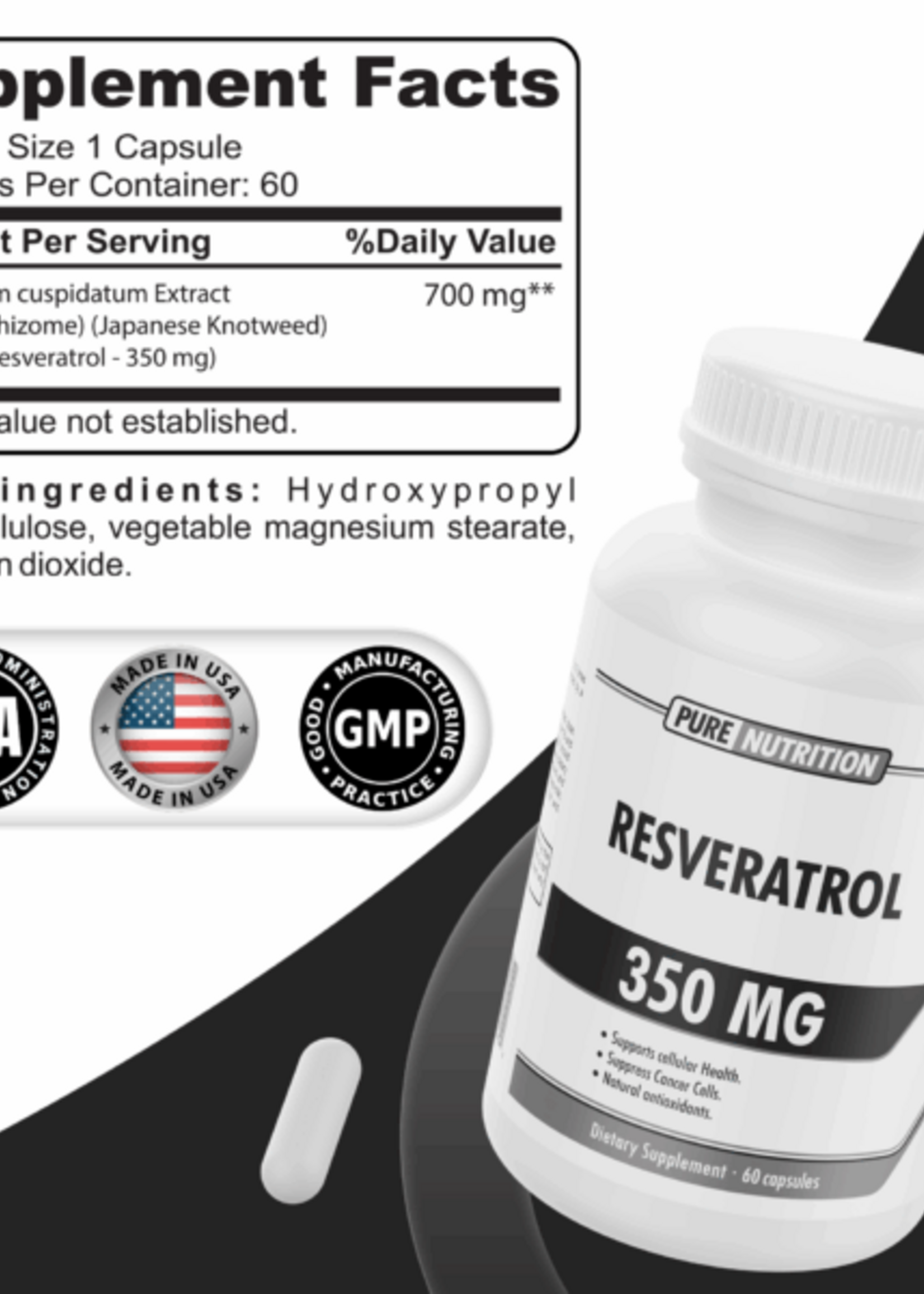 PURE NUTRITION RESVERATROL 350 MG 60 CAP PURE NUTRITION