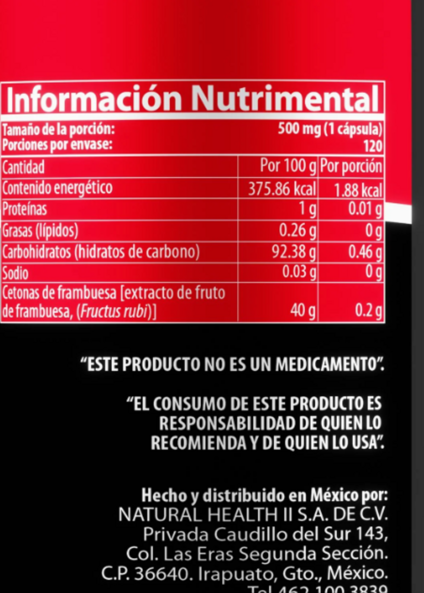 NATURAL HEALTH CETONAS DE FRAMBUESA NATURAL HEALTH 120 CAP RASPBERRY