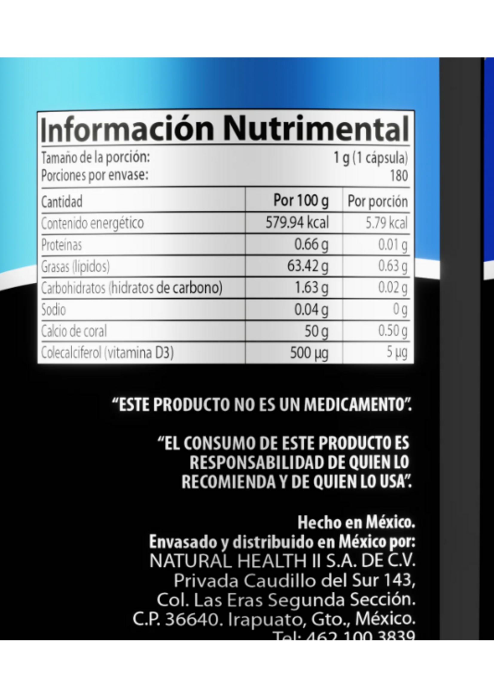 NATURAL HEALTH CALCIO DE CORAL Y VITAMINA D3 NATURAL HEALTH 180 CAP