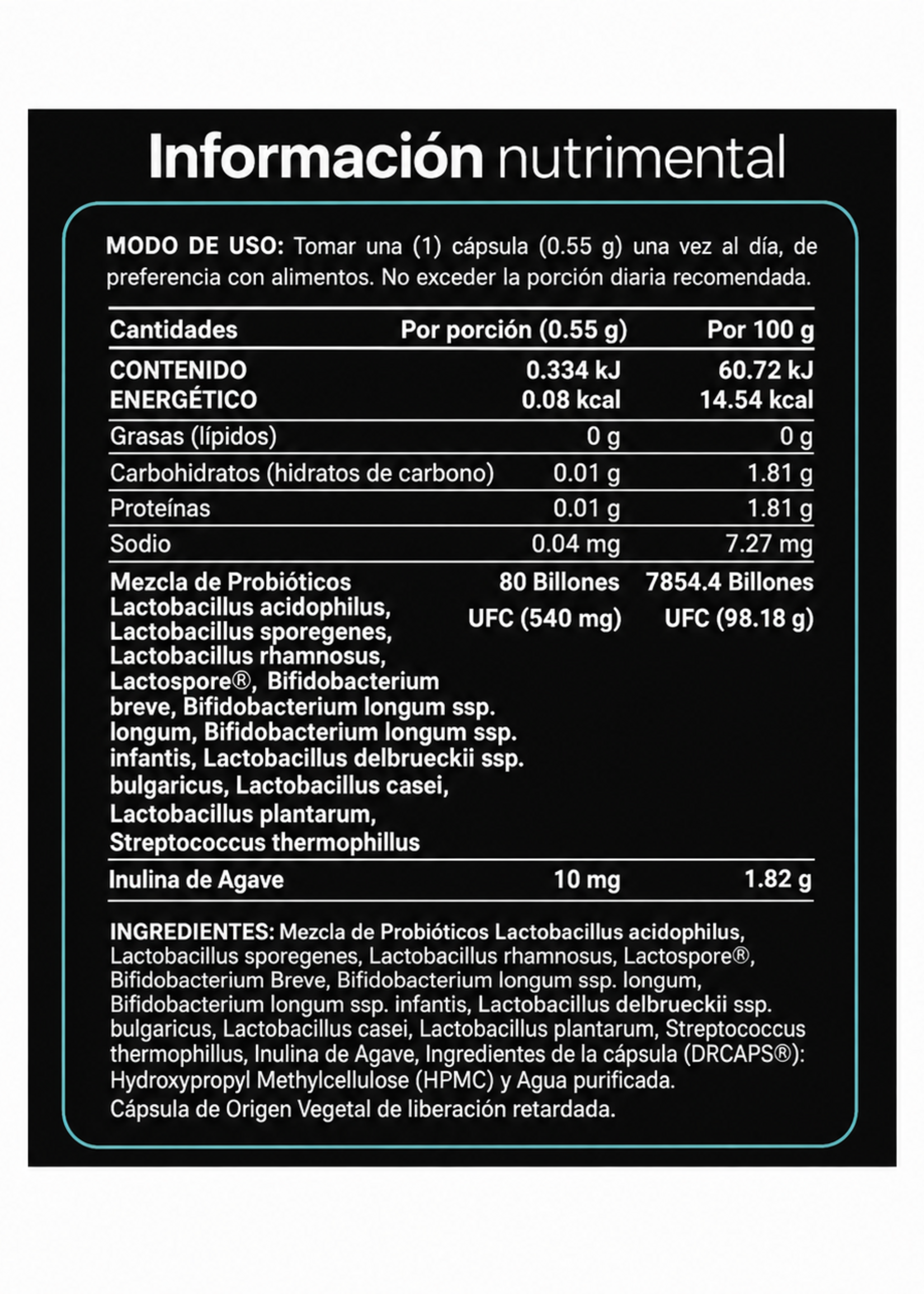B LIFE 80 BILLONES DE PROBIOTICOS B LIFE 550 MG 60 CAP