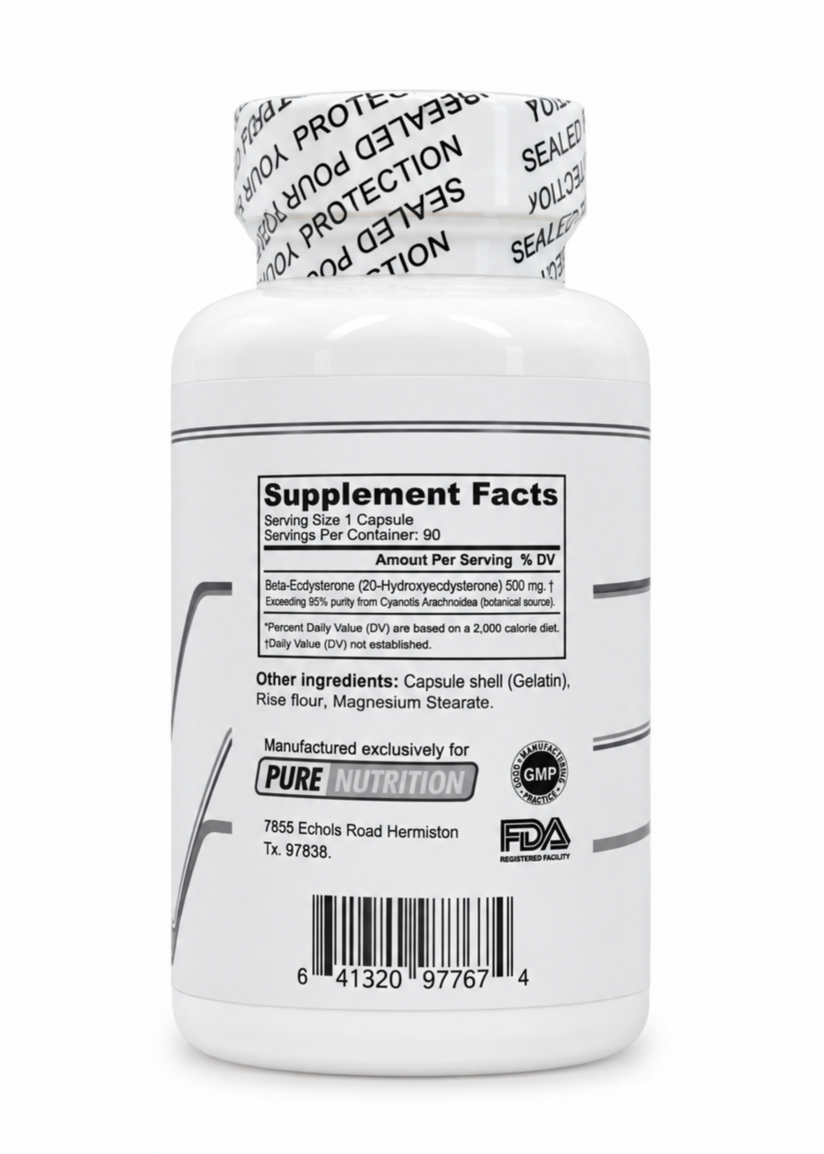 PURE NUTRITION ECDYSTERONE 500 MG/90 CAP PURE NUTRITION