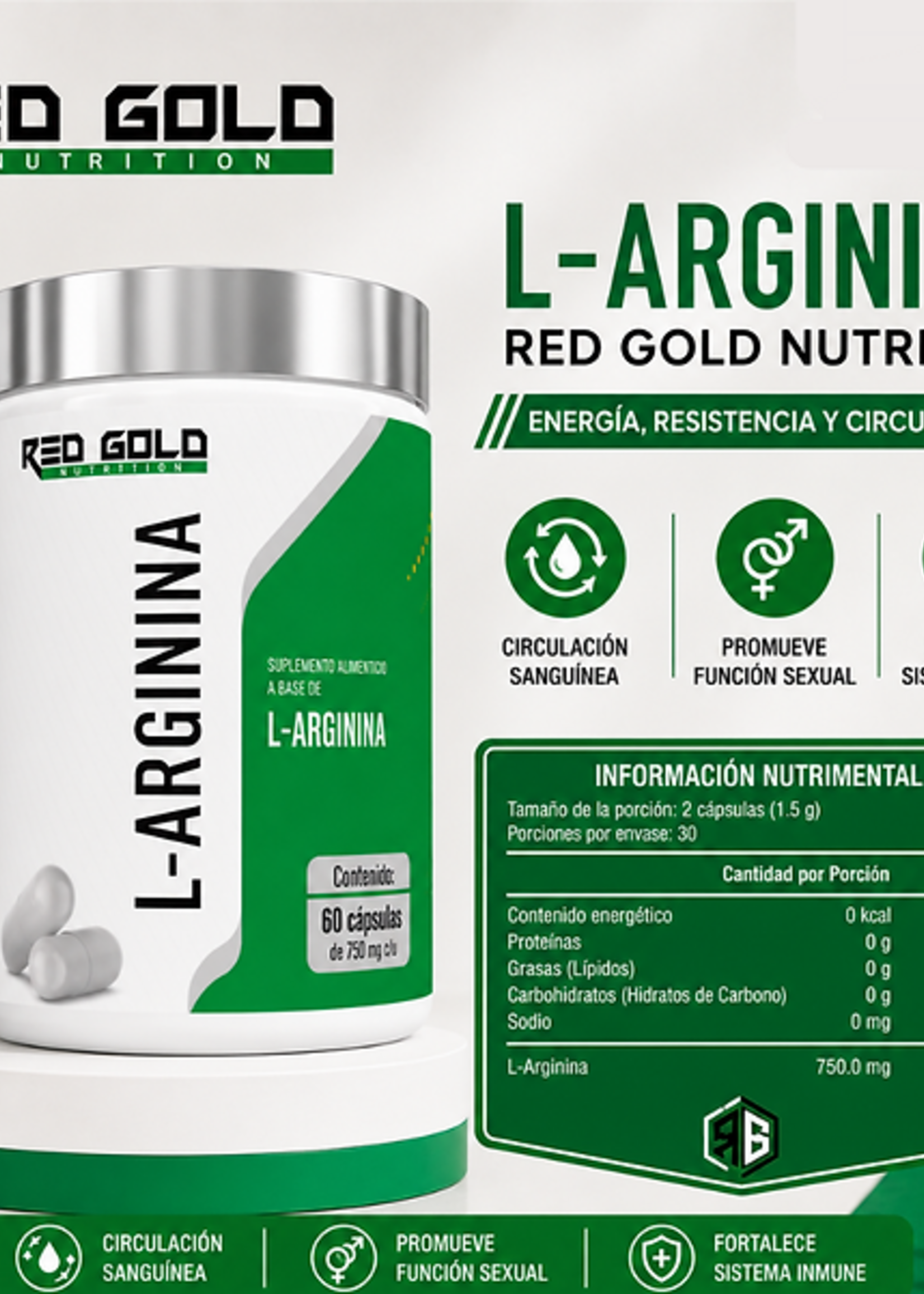 REDGOLD L-ARGININA RED GOLD 750 MG 60 CAP