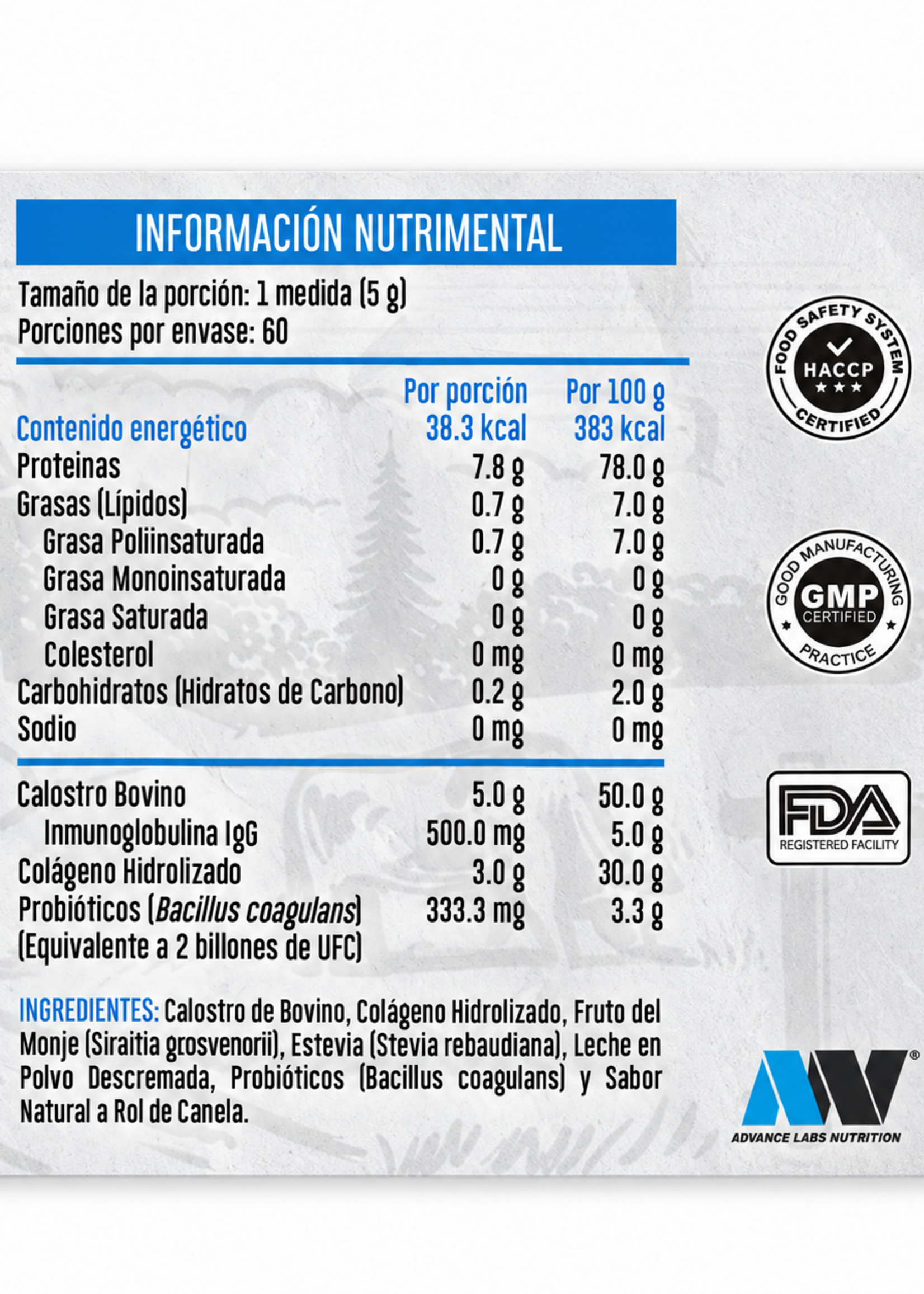 ADVANCE NUTRITION CALOSTRO Y COLAGENO + PROBIOTICOS ADVANCE