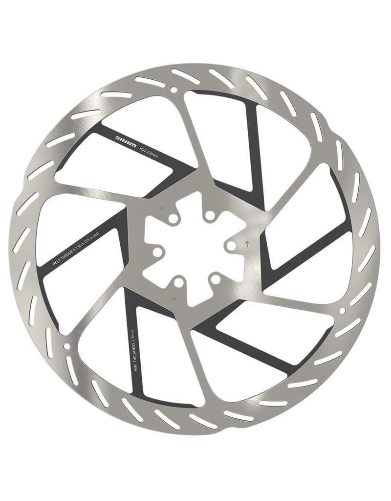 BRAKE PART SRAM DISC ROTOR 200 HS2 6B ROUNDED w/STL BOLTS SL/BK