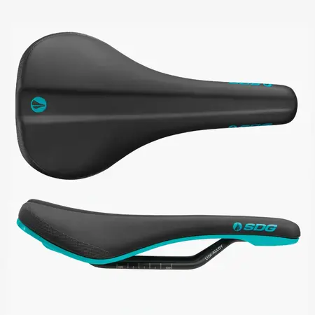 SDG Bel-Air 3.0 Lux-Alloy: Black Microfiber Top Turquoise Base, Turquoise SDG Logo & Icon, Sonic Welded Construction
