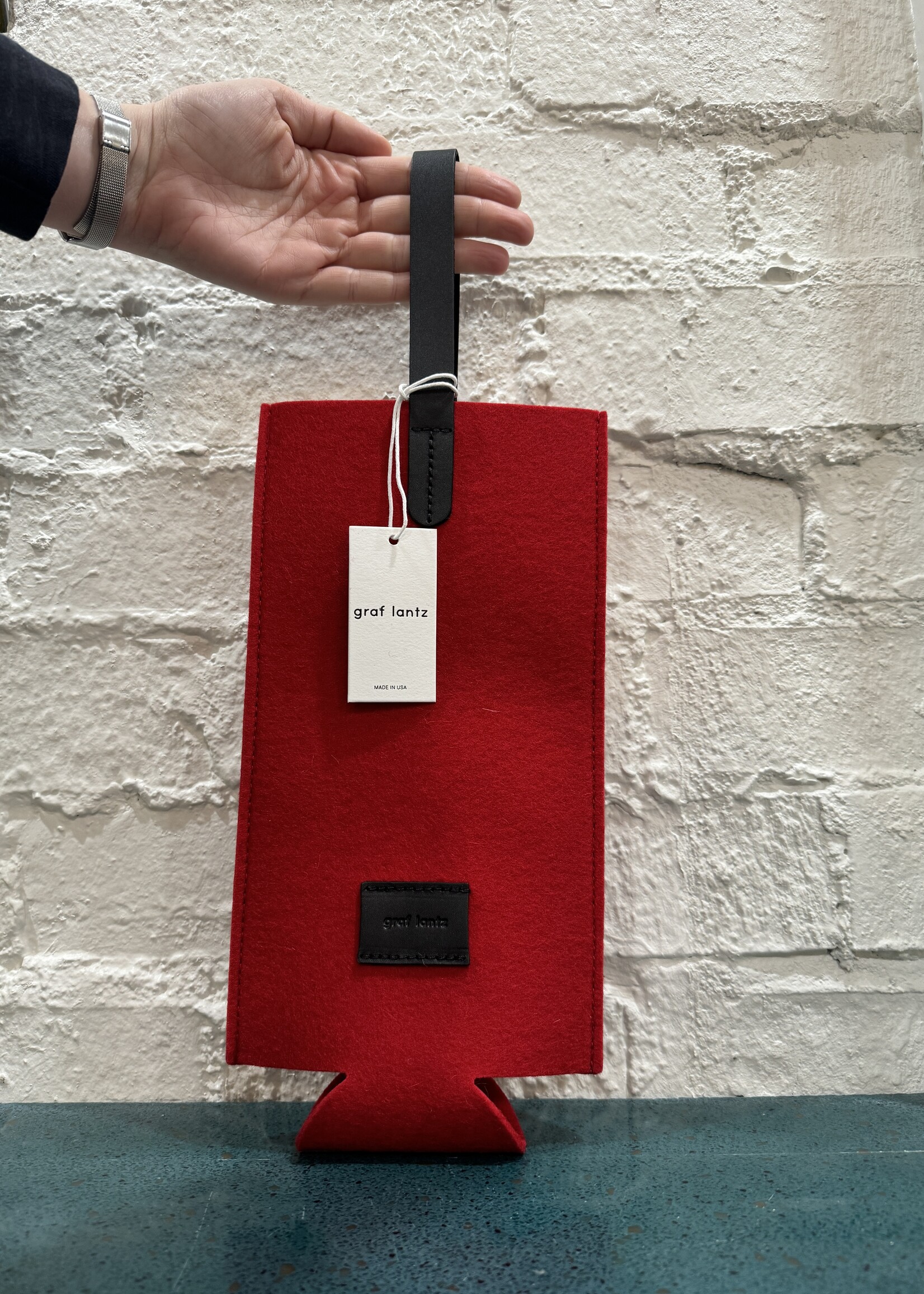 Red Merino Wool Bottle Bag