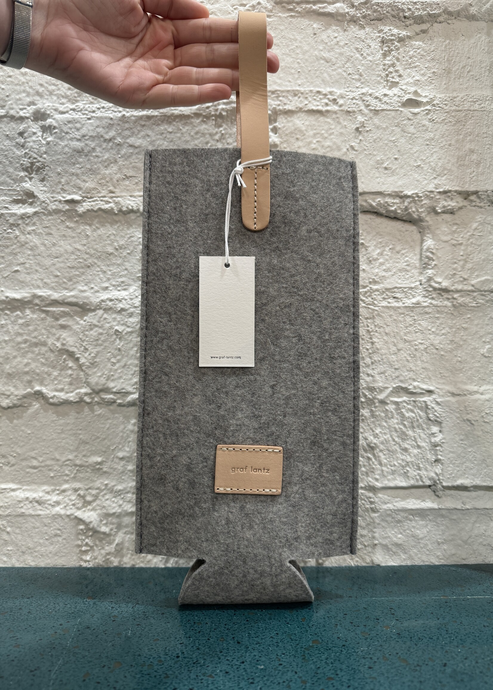 Gray Merino Wool Bottle Bag