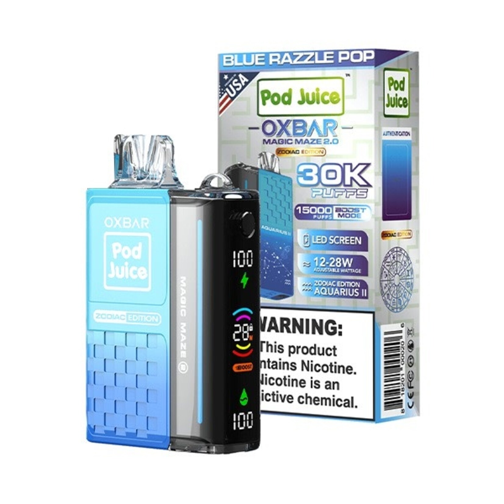 Oxbar Disposable-Pod Juice Oxbar 5% (30k puffs) 12-28w