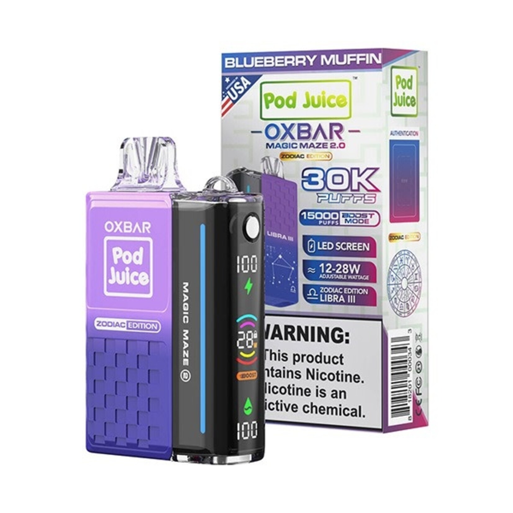 Oxbar Disposable-Pod Juice Oxbar 5% (30k puffs) 12-28w