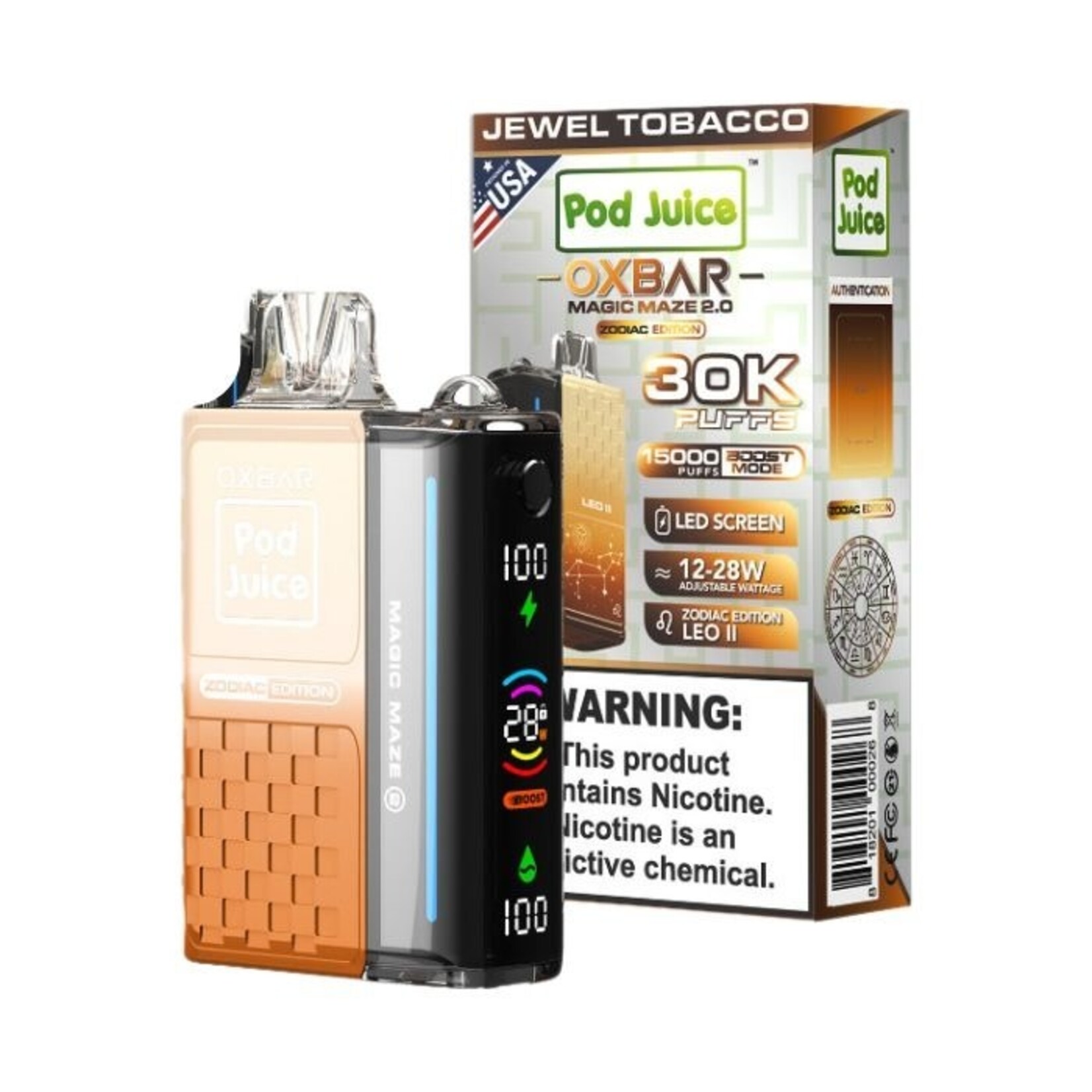 Oxbar Disposable-Pod Juice Oxbar 5% (30k puffs) 12-28w