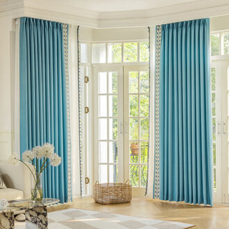Cotton Blend Solid Color Room Darkening Thermal Pinch Pleat Curtain Panels Size per Panel: 45" W x 96" L, Curtain Color: Lighter Blue