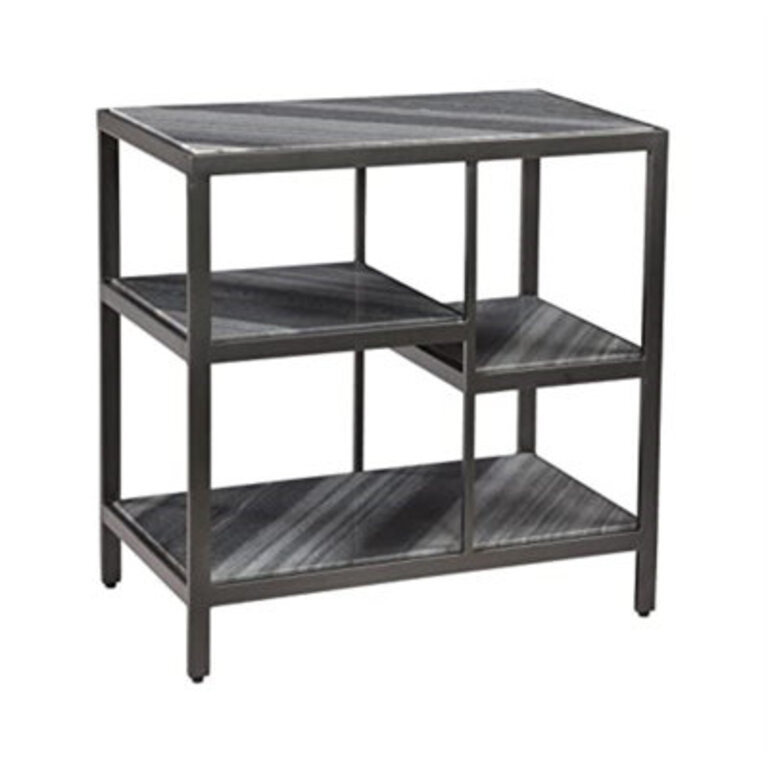 Latitude Run® Accent Table Trisha Grey & Gunmetal, Transitional - Rectangle, Made In INDIA