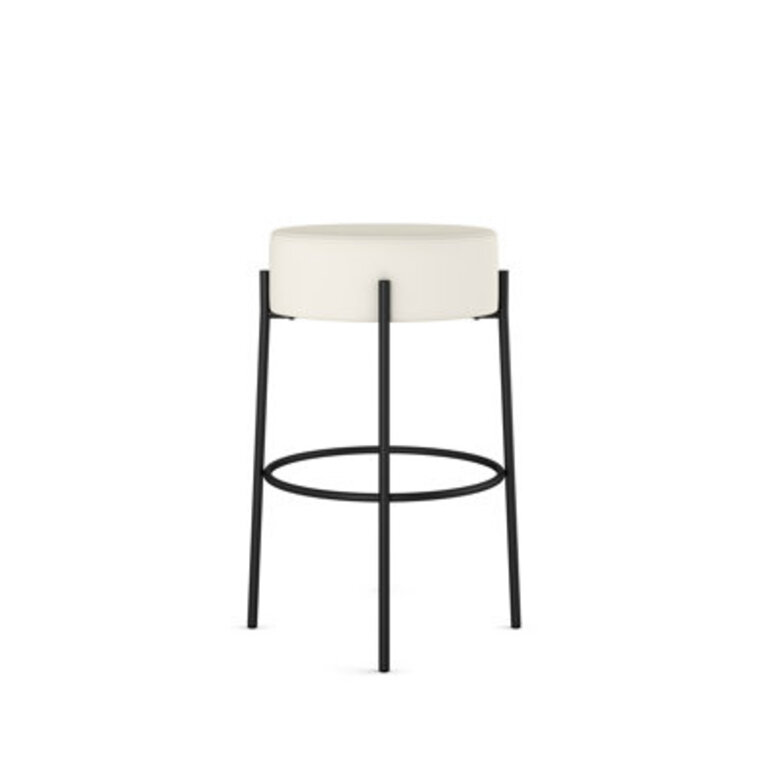 Aryam Counter & Bar Stool Seat Height: Counter Stool (26.75” Seat Height), Base Color: Black, Upholstery: Off White