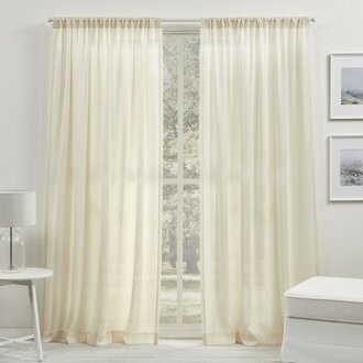 Lauren Ralph Lauren Coralina Sheer Rod Pocket Curtain Pane Curtain Color: Ivory, Size per Panel: 50" W x 84" L