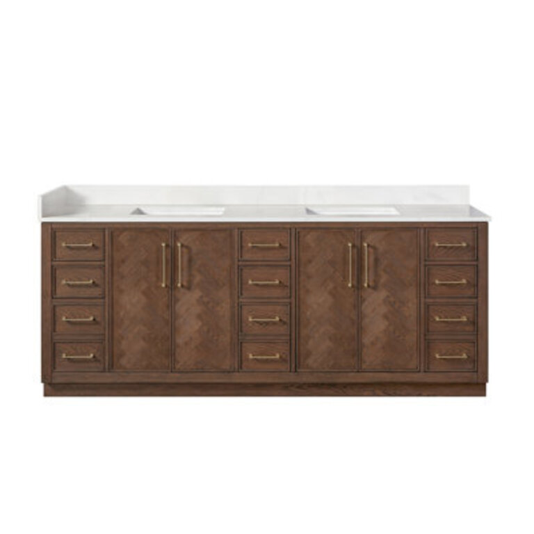 Dianabasi 84" Double Bath Vanity with Silk White Quartz Stone Top Base