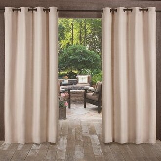 Breanna Solid Color Semi-Sheer Indoor/Outdoor Grommet Curtain Panels Curtain Color: Taupe, Size per Panel: 54" W x 84" L