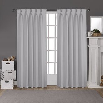 Sateen Solid Room Darkening Thermal Pinch Pleat Curtain Panels Size per Panel: 40" W x 96" L, Curtain Color: Silver